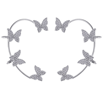 Creative Rhinestone Butterfly Ear Clips - Elegant No-Piercing Design