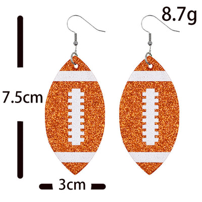 Creative Rugby Sequin Glitter Leather Stripe Earrings Wholesale