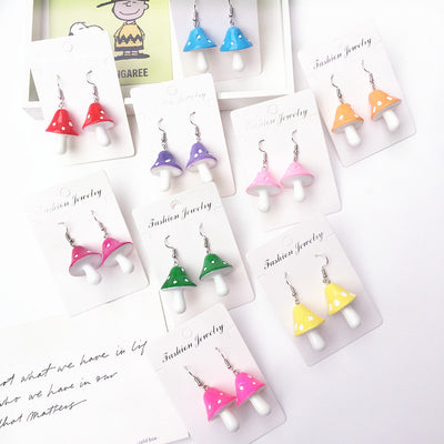 Creative Multi-color Mushroom Drop Earrings Fashion Jewelry