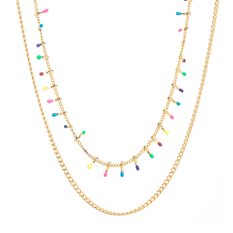 Creative Bohemian Titanium Steel Double Layered Necklace