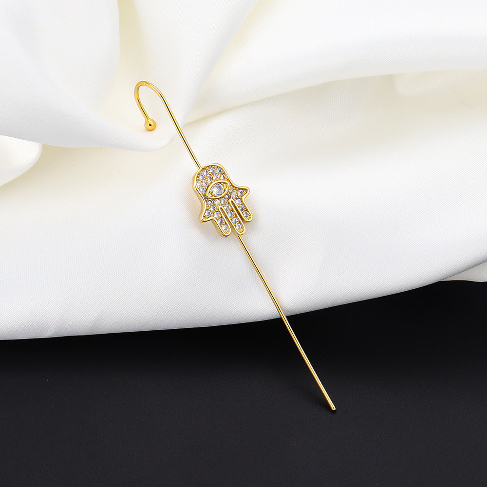 Creative Zircon Inlaid Gold-Plated Ear Cuff Earrings