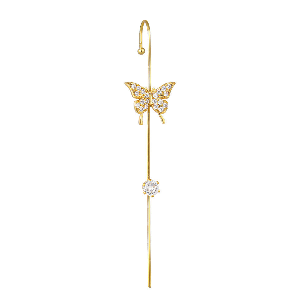 Creative Zircon Inlaid Gold-Plated Ear Cuff Earrings