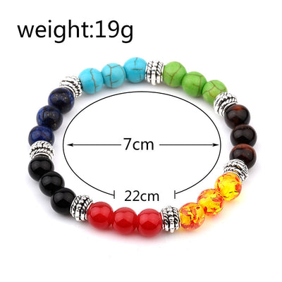 Colorful Beaded Turquoise Agate Energy Buddha Elastic Bracelet for Women
