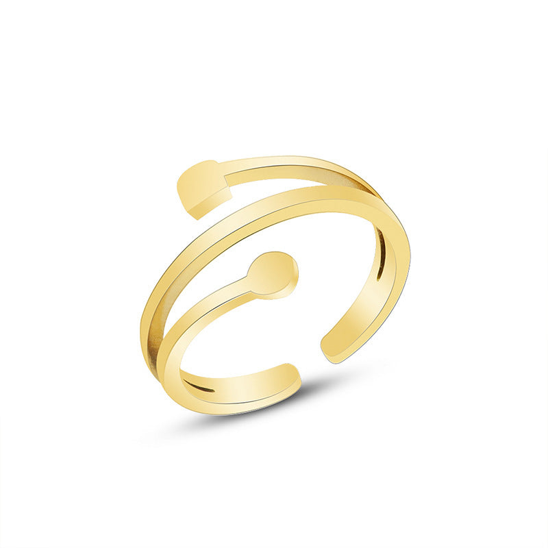 18K Gold Plated Titanium Steel Roman Numeral Shell Adjustable Ring