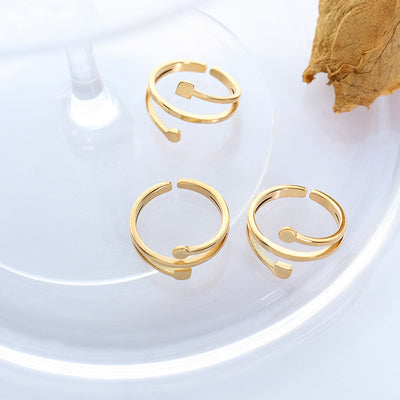 18K Gold Plated Titanium Steel Roman Numeral Shell Adjustable Ring