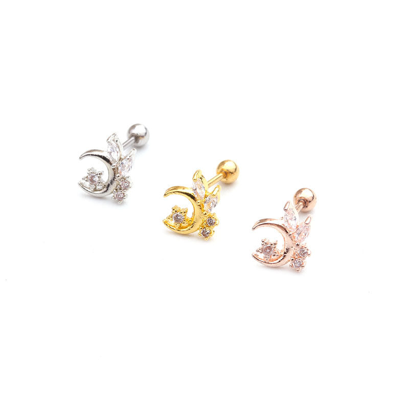 Creative Xingyue Zircon Stainless Steel Ear Bone Studs