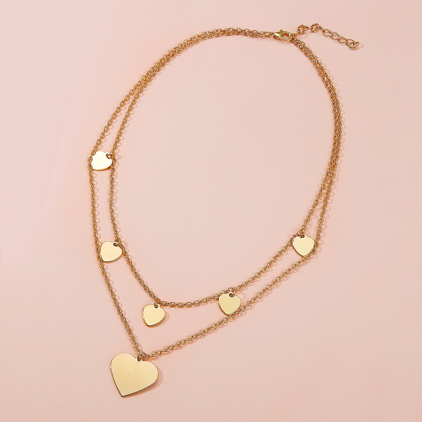 Multi-Layer Heart Pendant Necklace Set for Women - Fashion Double-Layer Clavicle Chain