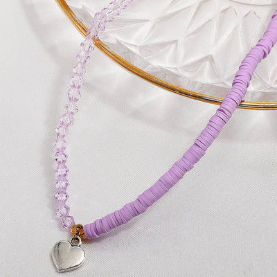 Stitching Love Crystal Pendant Necklace - European and American Fashion Clavicle Chain for Women