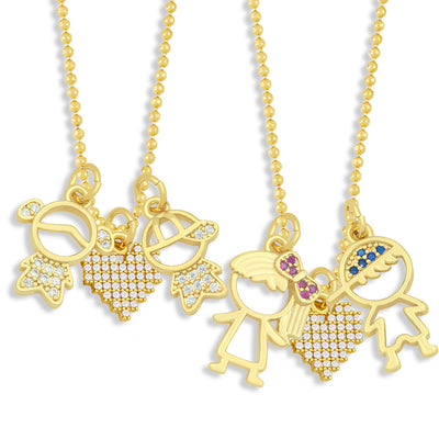 Copper Couple Pendant Necklace - Minimalist Creative Design for Lovers