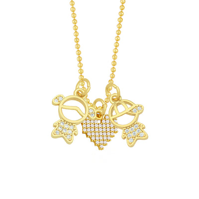 Copper Couple Pendant Necklace - Minimalist Creative Design for Lovers