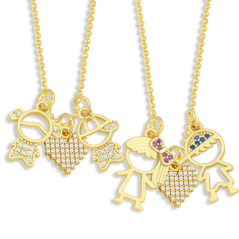 Copper Couple Pendant Necklace - Minimalist Creative Design for Lovers