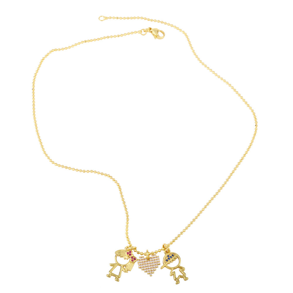 Copper Couple Pendant Necklace - Minimalist Creative Design for Lovers