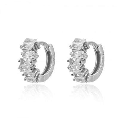 S925 Silver Needle Rectangular Zircon Stud Earrings with Colorful Zircon Hoop Design