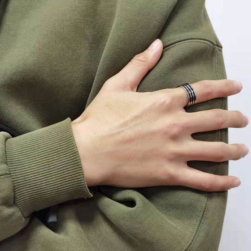8mm Wide Stainless Steel Drip Oil Ring - Simple Fashion Jewelry
