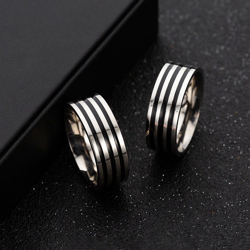 8mm Wide Stainless Steel Drip Oil Ring - Simple Fashion Jewelry