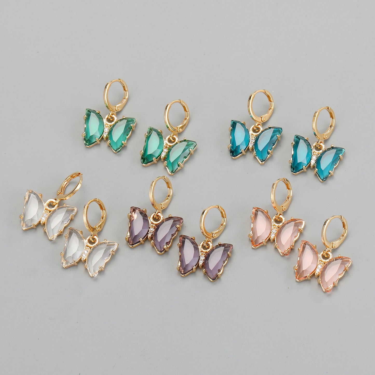 Crystal Butterfly Diamond Studded Glass Earrings