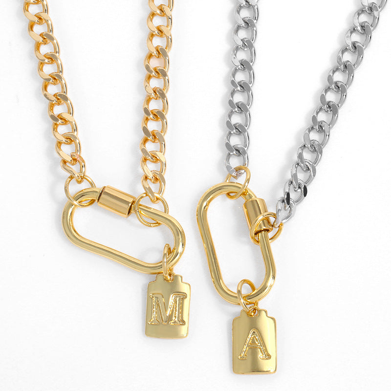 Cuban Link 26 Letter Pendant Necklace Hip Hop Style