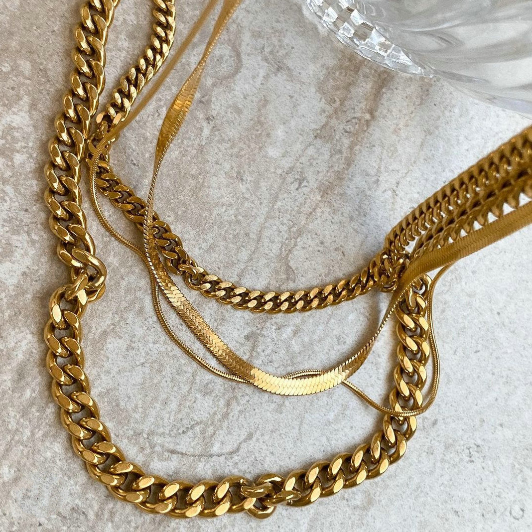 18K Gold Plated Stainless Steel Cuban Chain Necklace