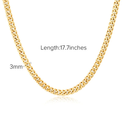 18K Gold Plated Stainless Steel Cuban Chain Necklace