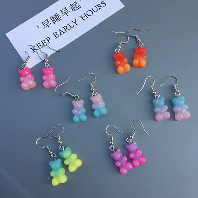 Cute Two-Color Gummy Bear Earrings for Women
