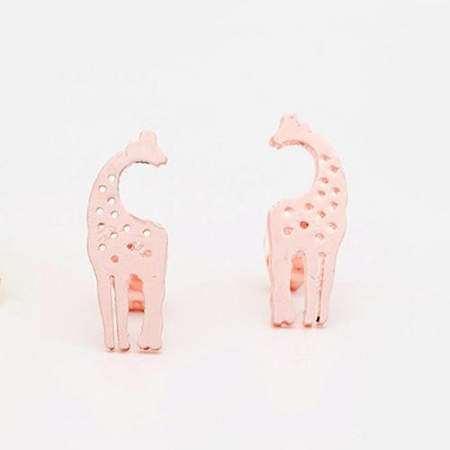 Giraffe Alloy Earrings - Fashionable Stainless Steel Animal Studs
