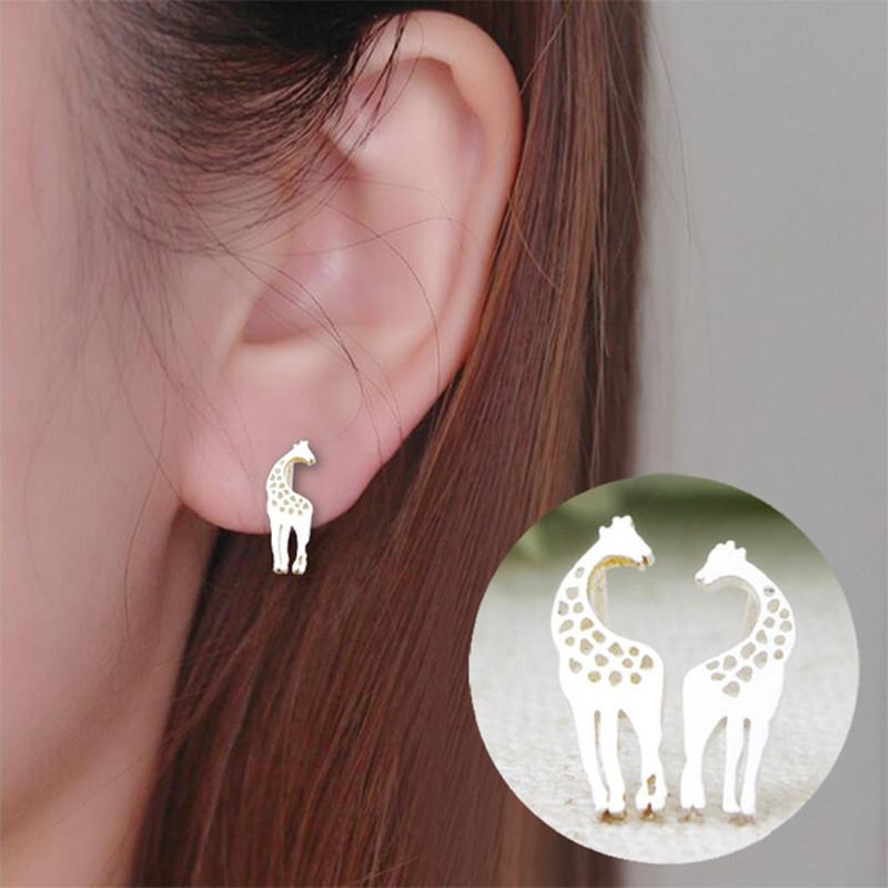 Giraffe Alloy Earrings - Fashionable Stainless Steel Animal Studs
