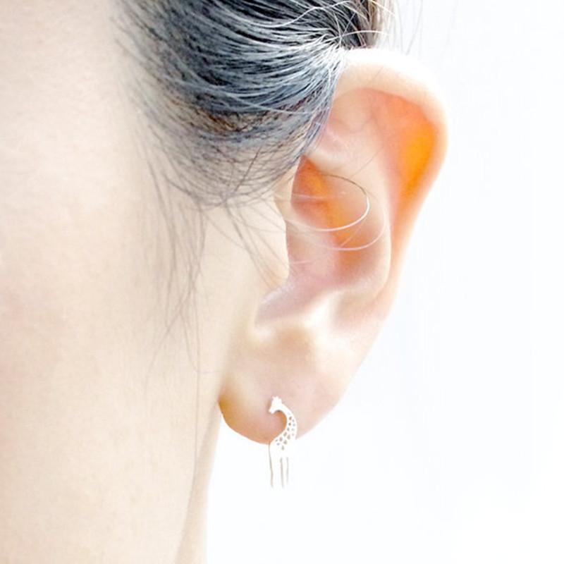 Giraffe Alloy Earrings - Fashionable Stainless Steel Animal Studs