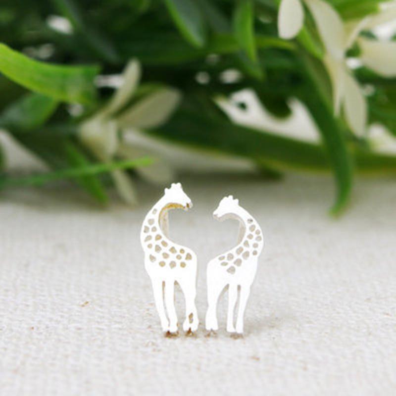 Giraffe Alloy Earrings - Fashionable Stainless Steel Animal Studs