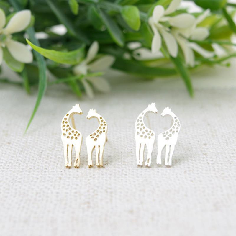 Giraffe Alloy Earrings - Fashionable Stainless Steel Animal Studs