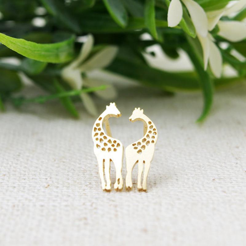 Giraffe Alloy Earrings - Fashionable Stainless Steel Animal Studs
