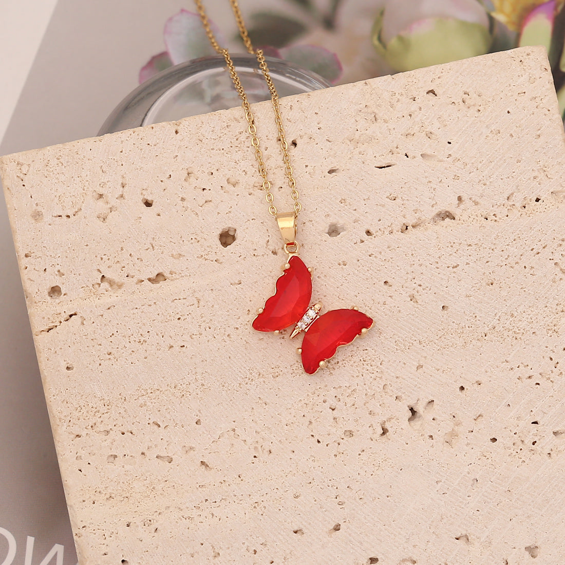 Butterfly Multicolor Stainless Steel Pendant Necklace - Fashionable Clavicle Chain