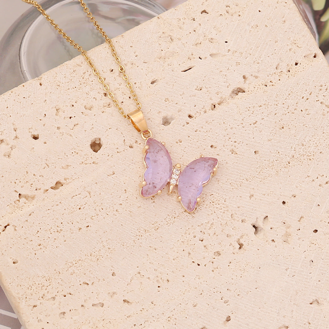 Butterfly Multicolor Stainless Steel Pendant Necklace - Fashionable Clavicle Chain