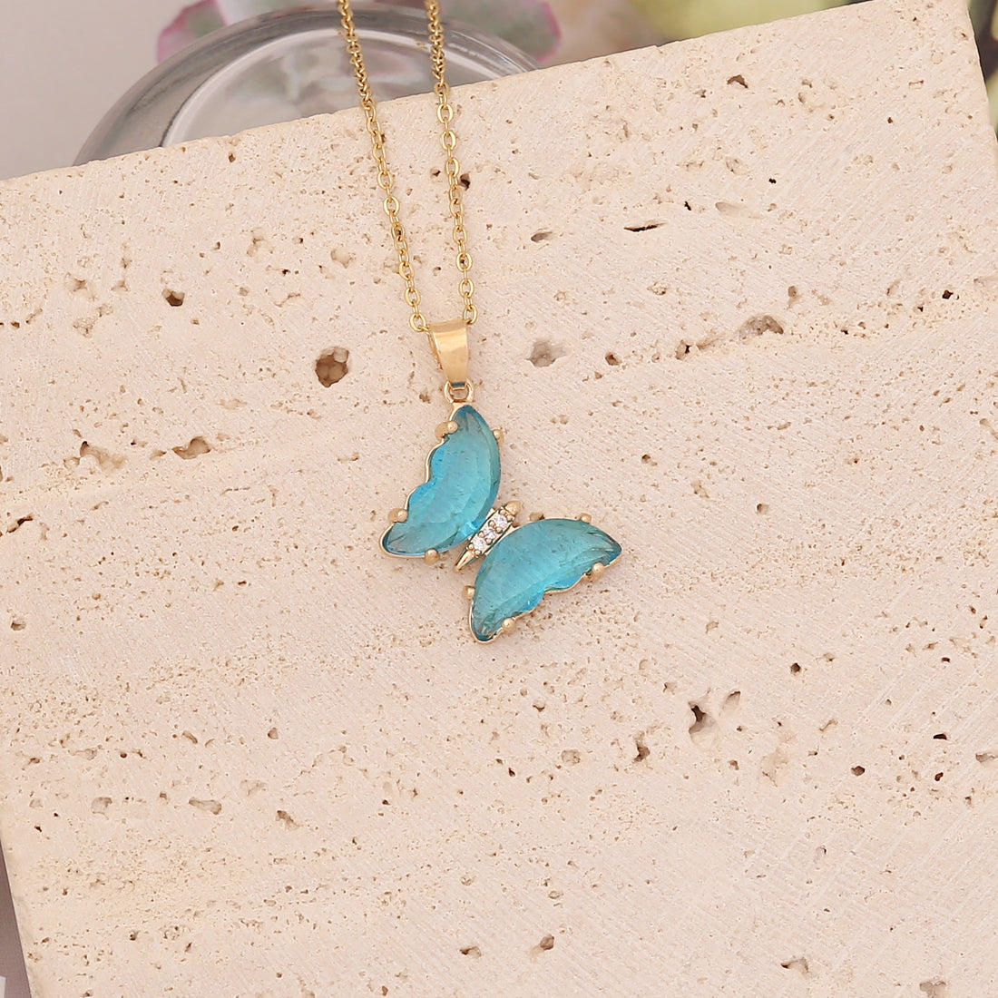 Butterfly Multicolor Stainless Steel Pendant Necklace - Fashionable Clavicle Chain