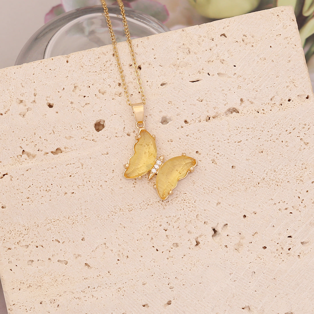 Butterfly Multicolor Stainless Steel Pendant Necklace - Fashionable Clavicle Chain