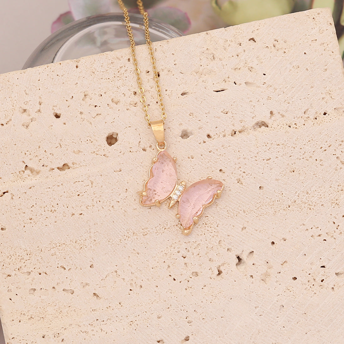 Butterfly Multicolor Stainless Steel Pendant Necklace - Fashionable Clavicle Chain
