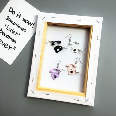 Cute Candy-Colored Telephone Earrings with Ear Hooks