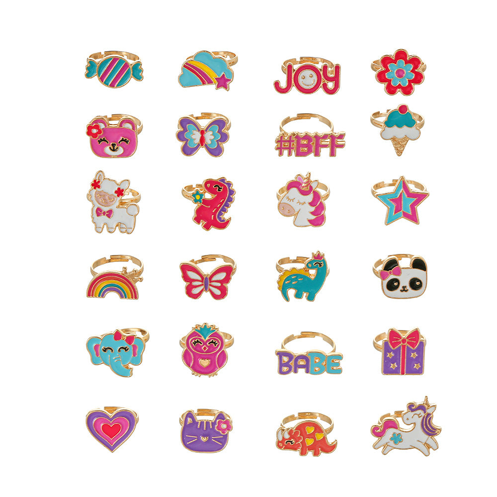 Cute Cartoon Adjustable Kid's Rings - Panda, Unicorn, Dinosaur, Owl, Ice Cream Designs