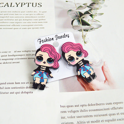 Cute Cartoon Character Acrylic Women's Earrings - Trendy Minimalist Portrait Design