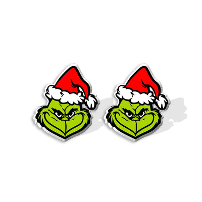 Cute Cartoon Christmas Tree Acrylic Earrings - Festive Grinch Dangle Jewelry for Women