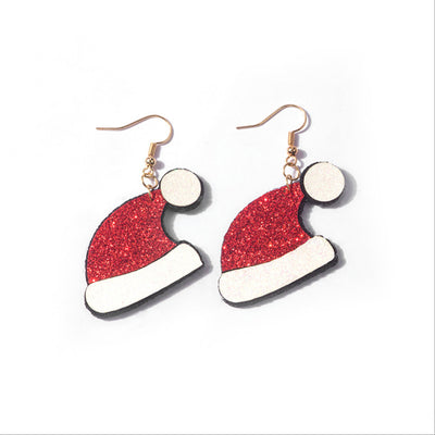 Cute Christmas Tree Santa Claus Reindeer Snowman PU Leather Women's Earrings