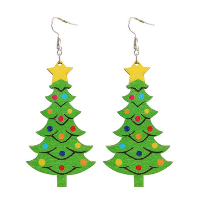 Cute Christmas Tree Snowman and Santa Gnome Plaid Drop Earrings