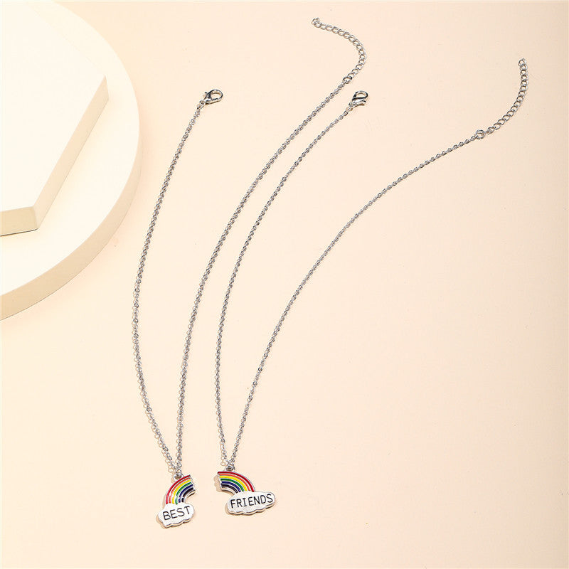 Rainbow Alloy Enamel Children's Necklace Set - 2 Pieces