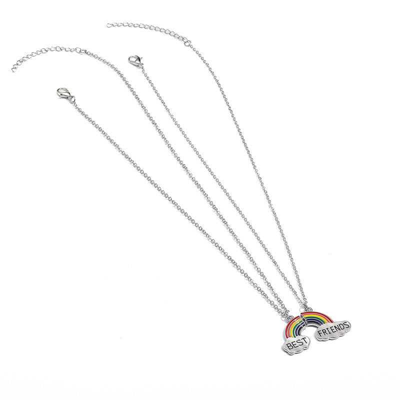 Rainbow Alloy Enamel Children's Necklace Set - 2 Pieces