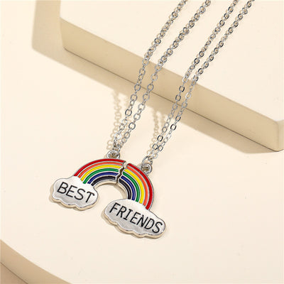 Rainbow Alloy Enamel Children's Necklace Set - 2 Pieces