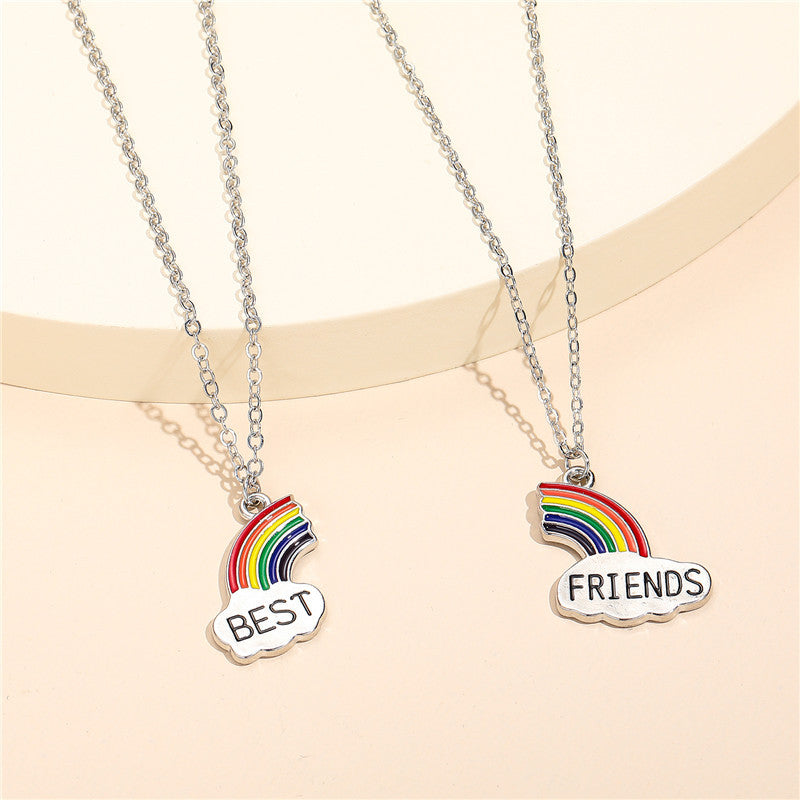 Rainbow Alloy Enamel Children's Necklace Set - 2 Pieces