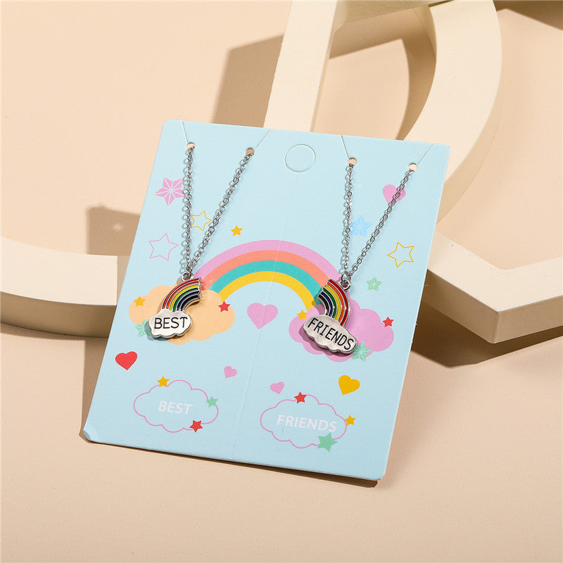 Rainbow Alloy Enamel Children's Necklace Set - 2 Pieces