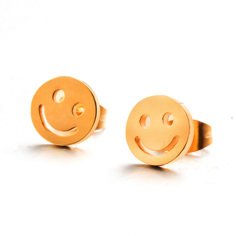 Cute Smiley Face Gold Stud Earrings Wholesale