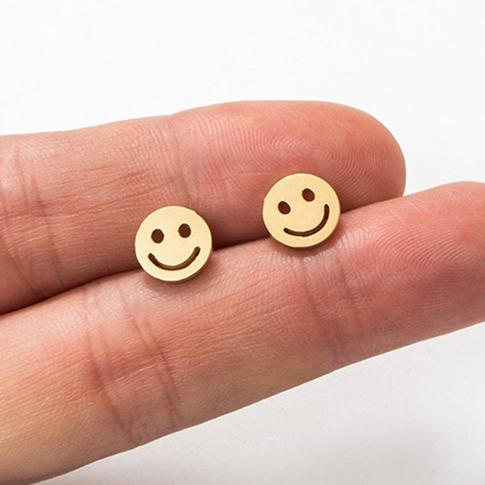 Cute Smiley Face Gold Stud Earrings Wholesale