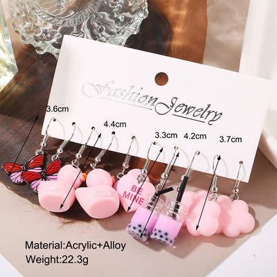 Cute Animal Heart and Mushroom Drop Earrings - Acrylic Alloy with Gold and Silver Plating