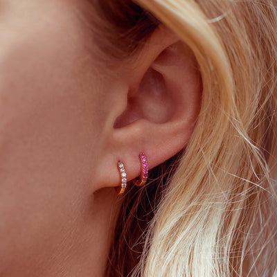 DIY Zircon Ear Clip & Single Row Diamond Hoop Earrings - Silver Jewelry